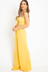 Yellow Tie Front Bandeau Wide Leg Trouser Co-Ord - Roselia-Co-ords
