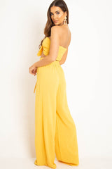Yellow Tie Front Bandeau Wide Leg Trouser Co-Ord - Roselia-Co-ords