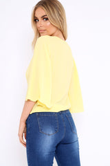 Yellow Tie Front Top with Flare Sleeves - Wren-Tops