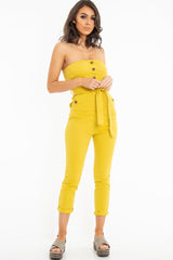 Yellow Tie Waist Sleeveless Jumpsuit - Tamya-Jumpsuits