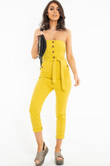 Yellow Tie Waist Sleeveless Jumpsuit - Tamya-Jumpsuits