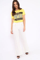 Yellow Vintage Slogan T-shirt - Aaya-Tops