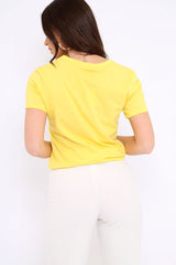 Yellow Vintage Slogan T-shirt - Aaya-Tops