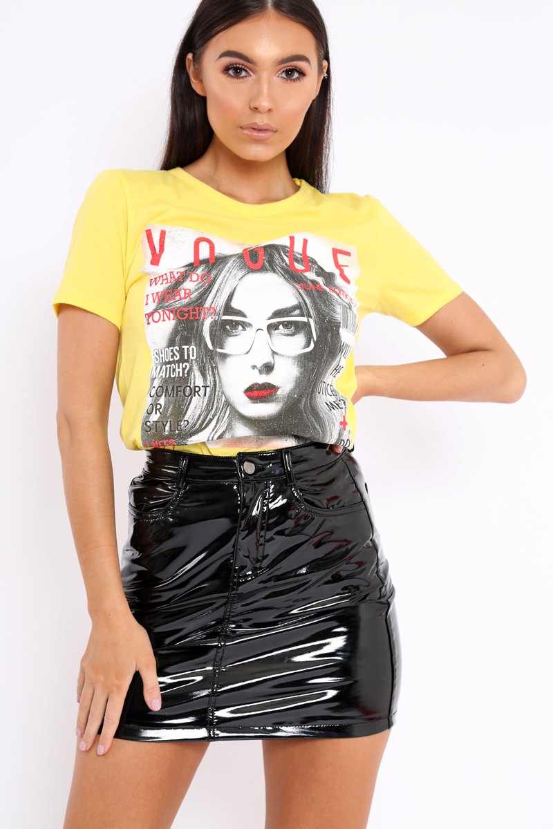 Yellow Vogue Slogan T-shirt - Alana-Tops
