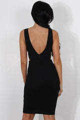 Yonda Black Mesh Detail Dress-Dresses