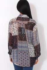 Yuno Blue Paisley Print Shirt-Shirts