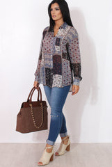 Yuno Blue Paisley Print Shirt-Shirts