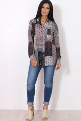 Yuno Blue Paisley Print Shirt-Shirts