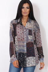 Yuno Blue Paisley Print Shirt-Shirts