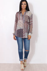 Yuno Lilac Paisley Print Shirt-Shirts