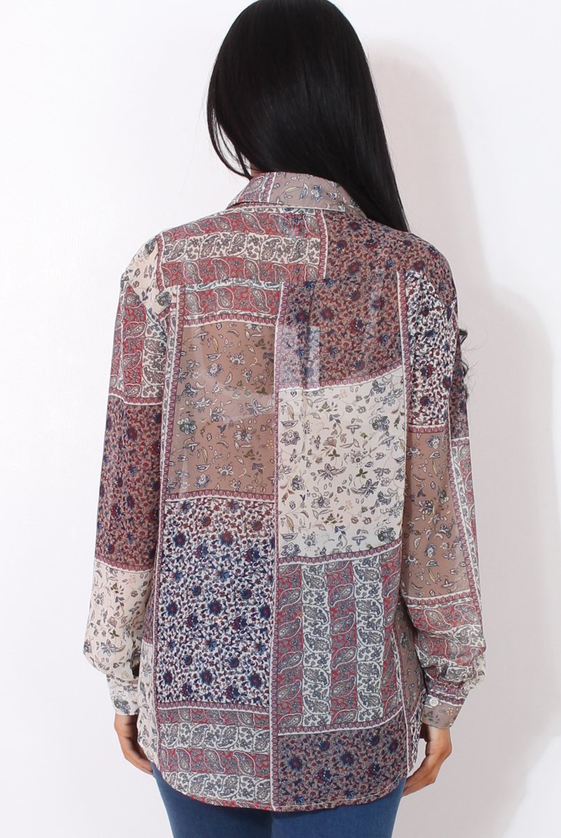 Yuno Lilac Paisley Print Shirt-Shirts