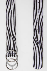 Zebra Print Faux Pony Hair Double Circle Buckle Belt - Tansy-Belts