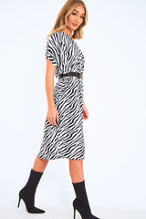 Zebra Slinky Midi T-Shirt Dress - Cambriella-Dresses