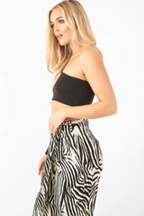 Zebra Wrap Tie Side Satin Midi Skirt - Mailah-Skirts