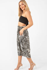 Zebra Wrap Tie Side Satin Midi Skirt - Mailah-Skirts