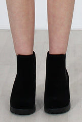 Zoeey Black Suede Platform boots-Boots