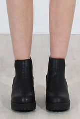 Zohey Black Croc Ankle Boots-Boots