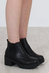 Zohey Black Croc Ankle Boots-Boots