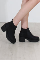 Zohey Black PU Ankle Boots-Boots