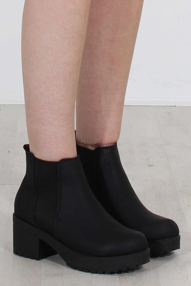 Zohey Black PU Ankle Boots-Boots