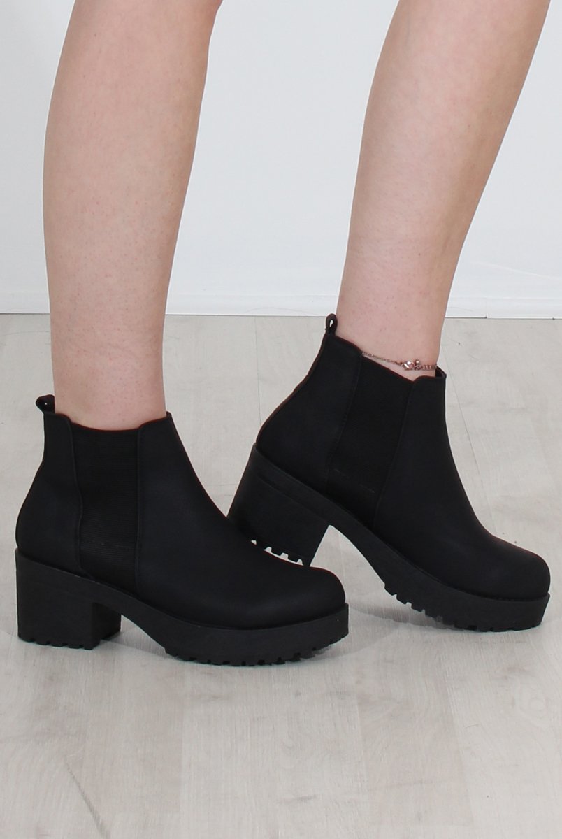 Zohey Black PU Ankle Boots-Boots