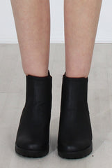 Zooey Black PU Platform Boots-Boots