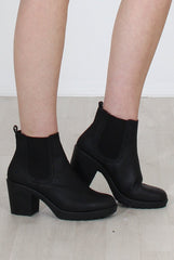 Zooey Black PU Platform Boots-Boots