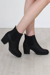 Zooey Black PU Platform Boots-Boots