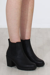 Zooey Black PU Platform Boots-Boots