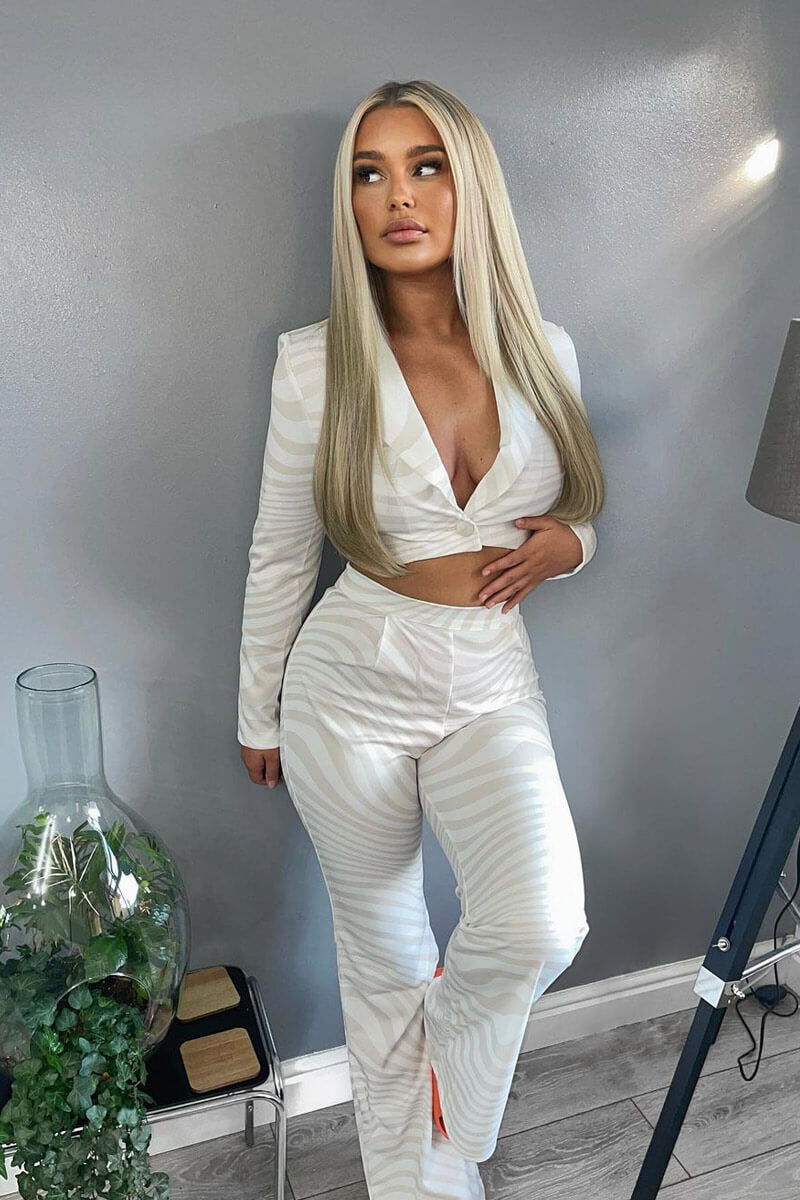 Stone Wave Print Cropped Blazer - Alice