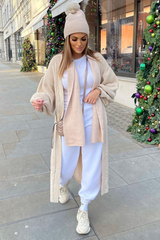 Beige Cable Knit Cardigan - Alice