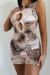 Pink Cut Out Spot Print Mini Dress - Angie
