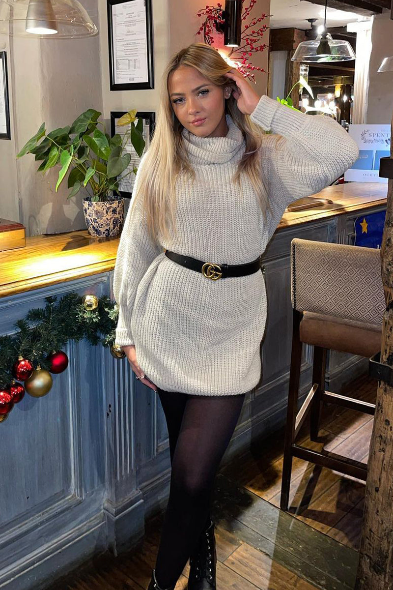 Beige Turtle Neck Knit Jumper | Knitwear | Rebellious Fashion Beige Turtle Neck Knit Jumper | Knitwear | Rebellious Fashion