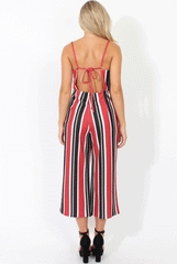 Red Striped Culotte Jumpsuit - Beatrix