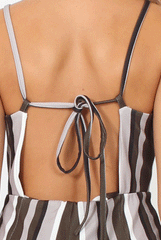 Khaki Striped Culotte Jumpsuit - Beatrix