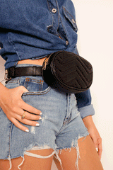 Black Shiny Belted Bumbag - Ignacia