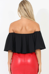 Black Bardot Crop Top - Bryony