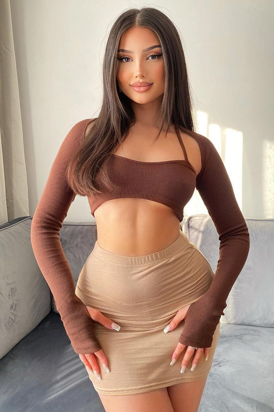 Stone Jersey Bodycon Mini Skirt - Capri