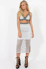 Black & White Stripe Mesh Bralet - Cerys