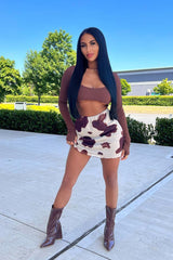 Chocolate Rib Strappy Cut Out Crop Top - Adeline