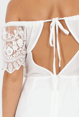 White Lace Bardot Playsuit - Clover