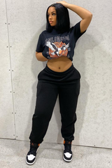 Black Logo Printed T-Shirt - Cree