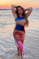 Multi Blur Printed Maxi Dress - Eda