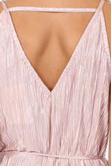 Pink Pleated Midi Slip Dress - Felicia