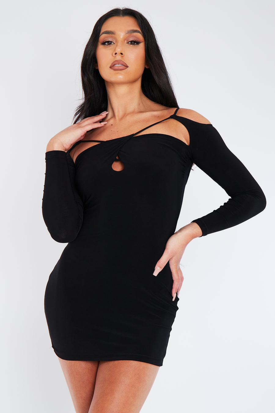 slinky short dress Orange PrettyLittleThing Double Layer Slinky Halter Neck Ruched Side Mini Dress
