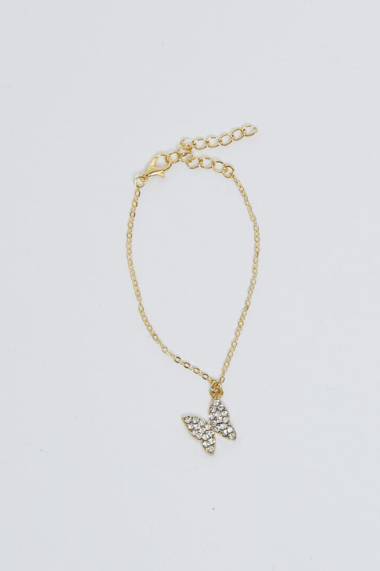 Gold Butterfly Pendant Bracelet - Ivana