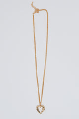 Gold Angel Wings Love Heart Pendant Necklace - Hana