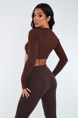 Chocolate Rib Strappy Cut Out Crop Top - Adeline