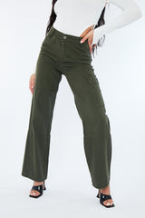 Khaki Denim Cargo Trousers - Renata