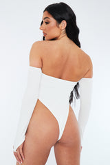 White Rib Bardot Bodysuit - Edith
